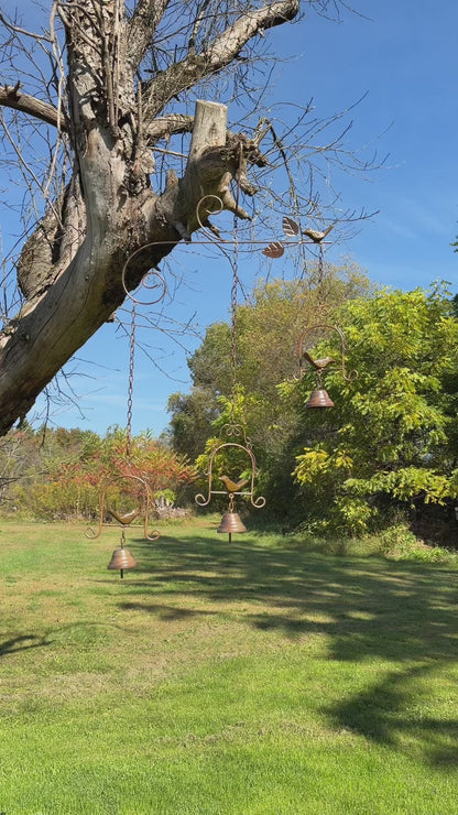 Triple Birds on Swings Wind Chime - Happy Gardens