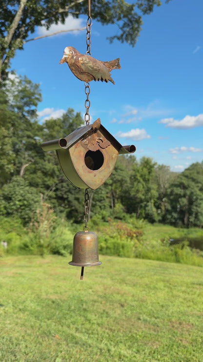 Happy Gardens - Bird, Birdhouse and Bell Hanging Ornament