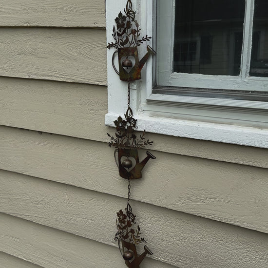 Triple Watering Can Flamed Hanging Ornament - Happy Gardens