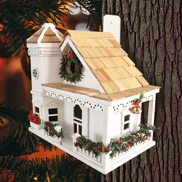 Yuletide Cottage Birdhouse - White