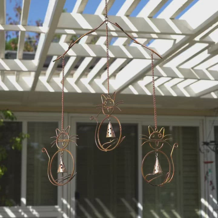 Happy Gardens - Cats w/Bells Wind Chime
