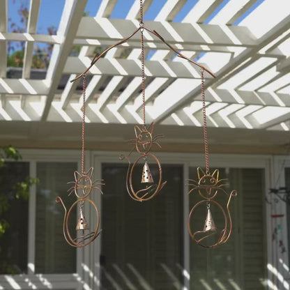 Happy Gardens - Cats w/Bells Wind Chime