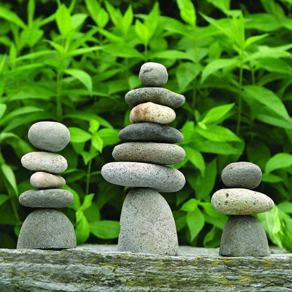 Happy Gardens - 7 Stone Cairn Garden Statue
