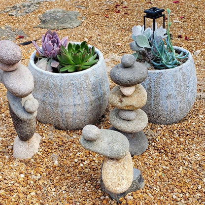 Happy Gardens - 8 Stone Cairn Garden Statue