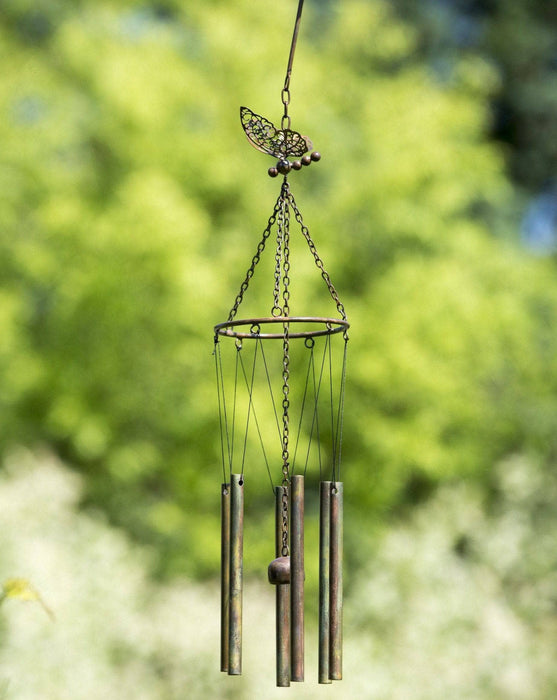 Hanging Butterfly Pipes Wind Chime - Happy Gardens