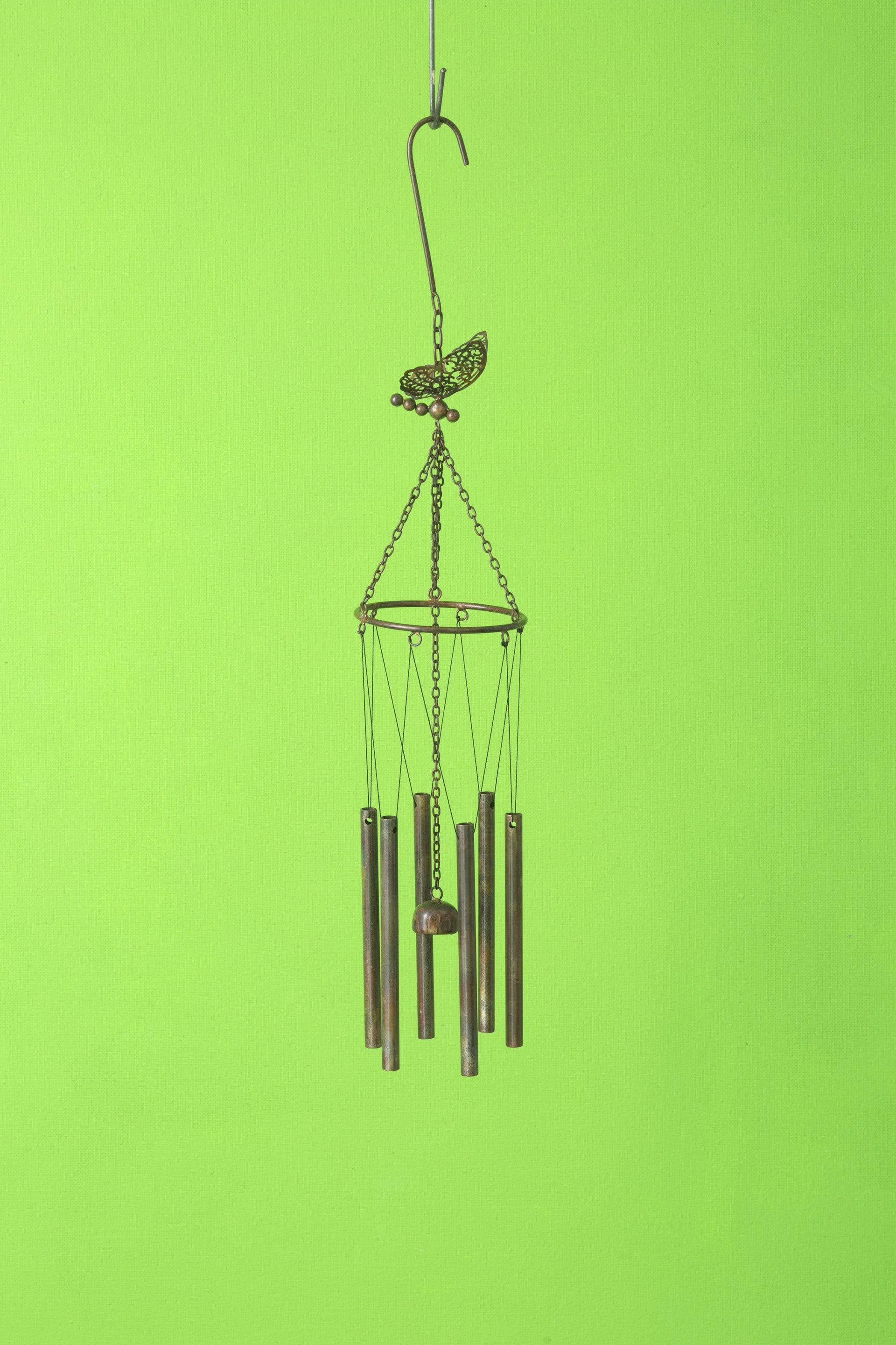 Hanging Butterfly Pipes Wind Chime - Happy Gardens