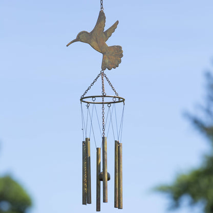Hanging Hummingbird Pipes Wind Chime - Happy Gardens