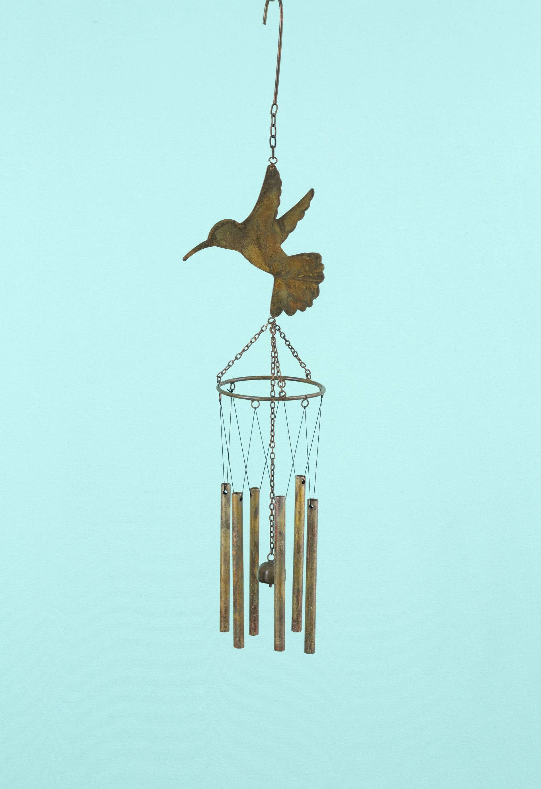 Hanging Hummingbird Pipes Wind Chime - Happy Gardens