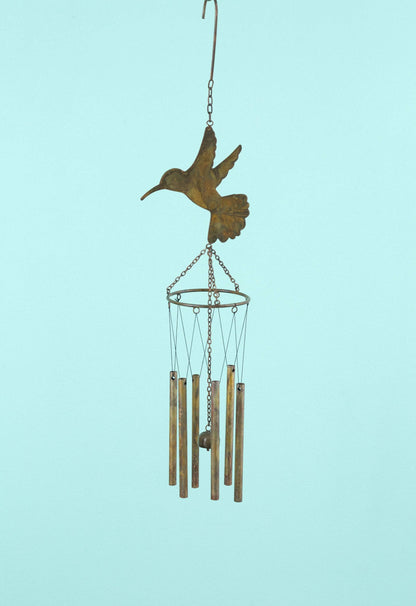 Hanging Hummingbird Pipes Wind Chime - Happy Gardens