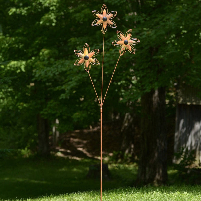 Triple Open Petal Flower Garden Stake-Garden Stakes & Rain Gauges-Happy Gardens