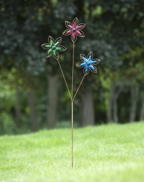 Triple Open Petal Flower Color Garden Stake-Garden Stakes & Rain Gauges-Happy Gardens