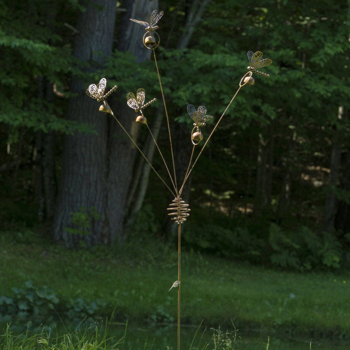 Dragonflies and Bells Garden Stake-Garden Stakes & Rain Gauges-Happy Gardens