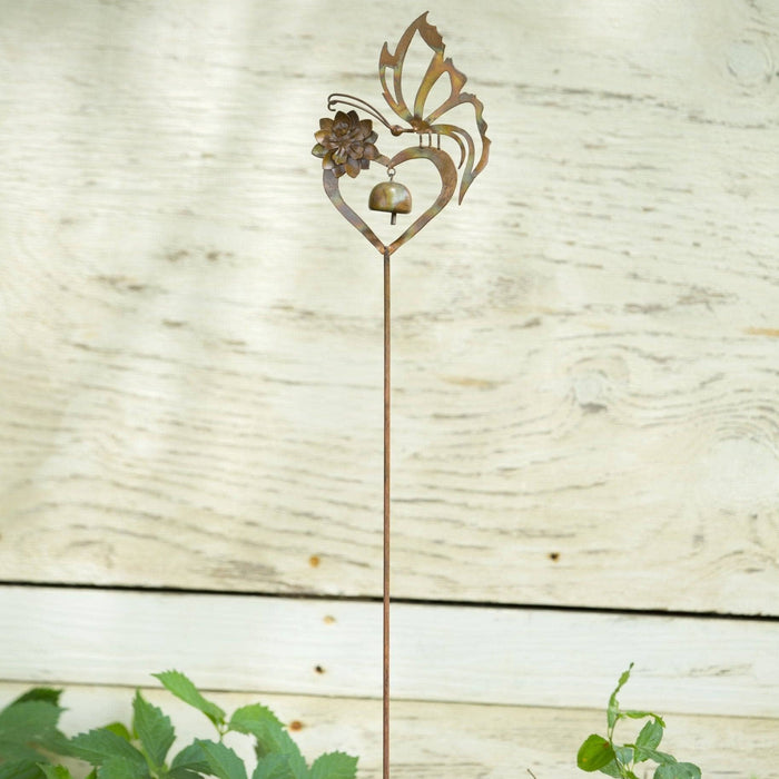 Butterfly On Heart Garden Stake-Garden Stakes & Rain Gauges-Happy Gardens