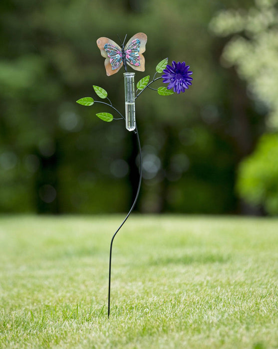 Floral Butterfly Multicolor Rain Gauge-Garden Stakes & Rain Gauges-Happy Gardens