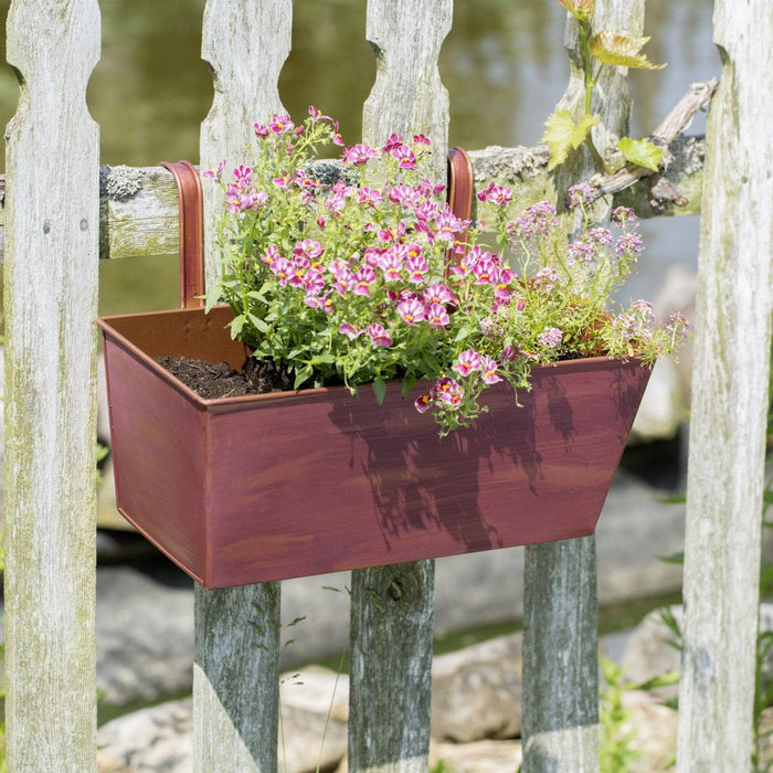 Rectangular Rail Planter, Red - Happy Gardens