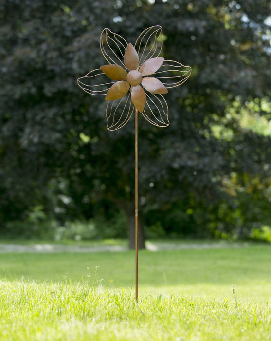 Open Petal Flower Flamed Spinner, 22"-Spinners-Happy Gardens
