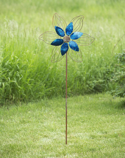 Open Petal Flower Spinner, Blue, 22"-Spinners-Happy Gardens