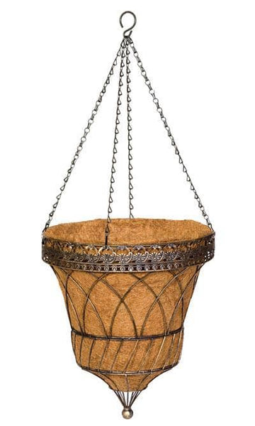victorian parasol hanging planter Copper Victorian Parasol Basket With Chain -For Garden – Happy Gardens