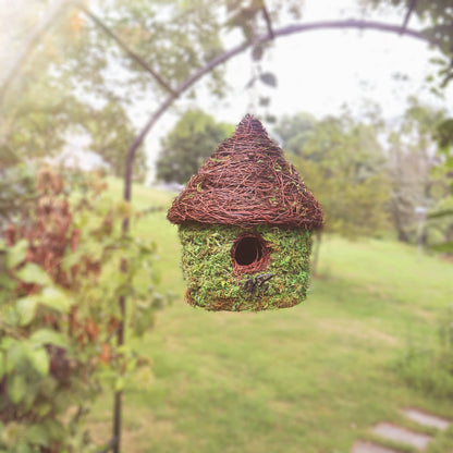 Woven Bungalow Moss Birdhouse - Happy Gardens
