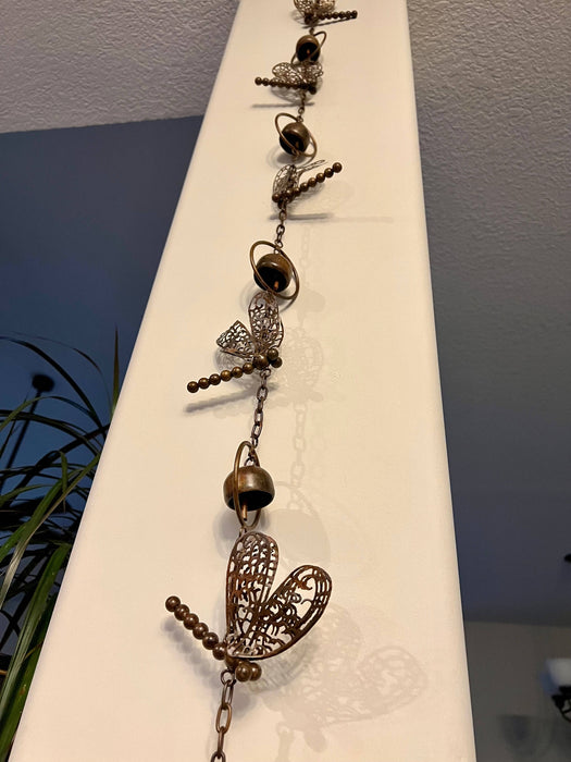Hanging Dragonfly With Bells Ornament-Ornaments-Happy Gardens