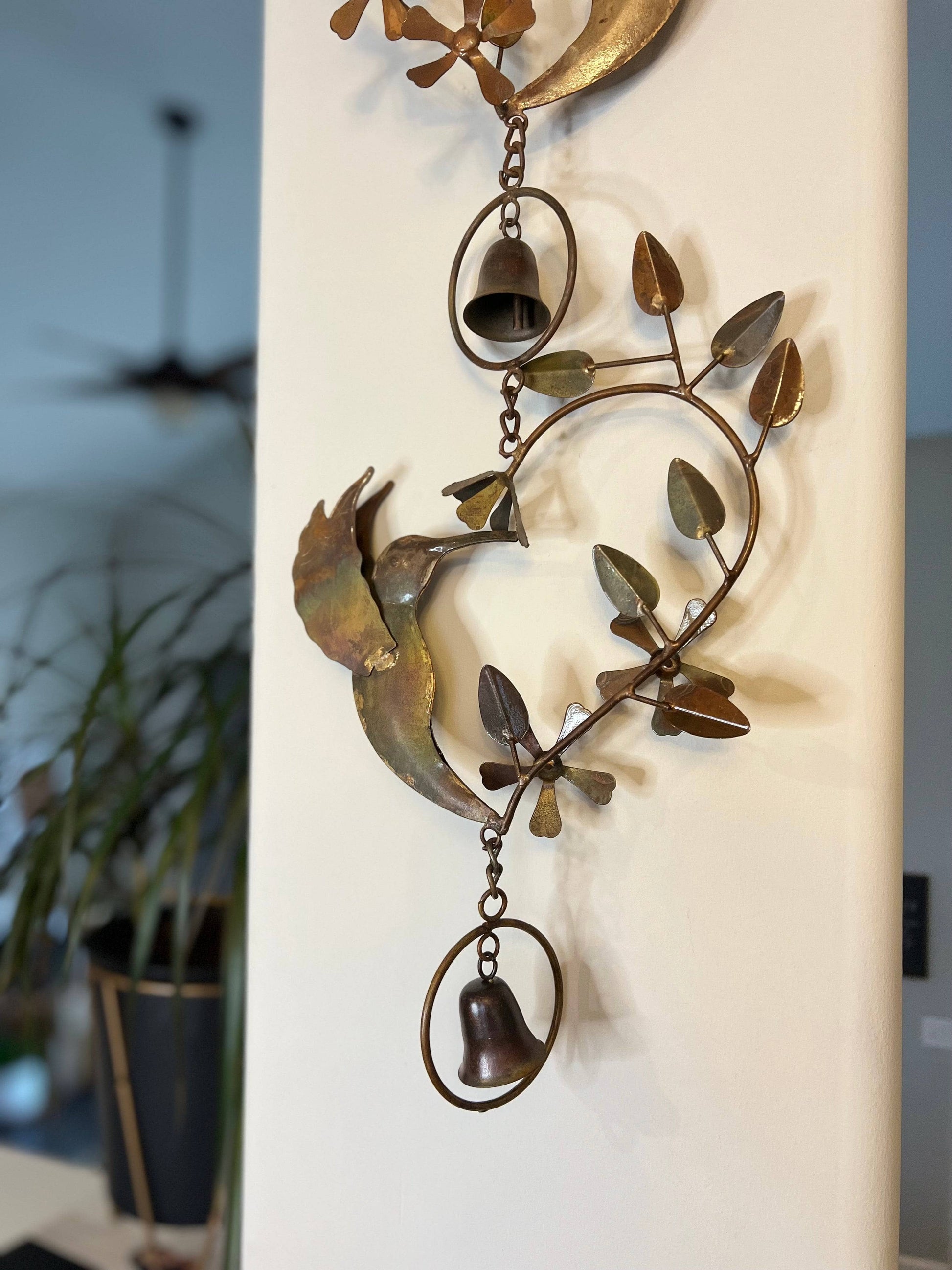 Hummingbird Hearts With Bells Hanging Ornament-Ornaments-Happy Gardens