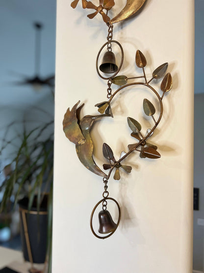Hummingbird Hearts With Bells Hanging Ornament-Ornaments-Happy Gardens