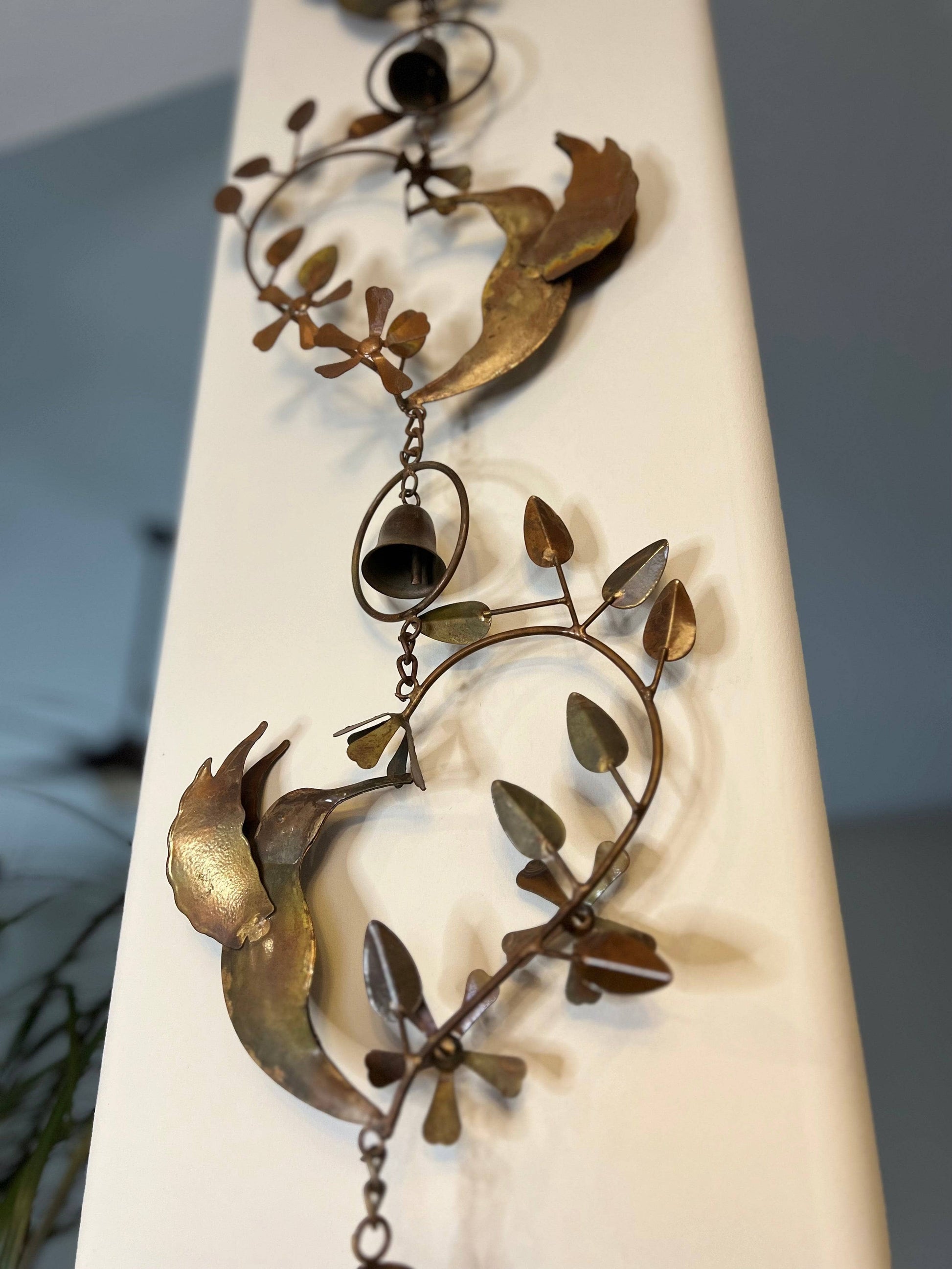 Hummingbird Hearts With Bells Hanging Ornament-Ornaments-Happy Gardens