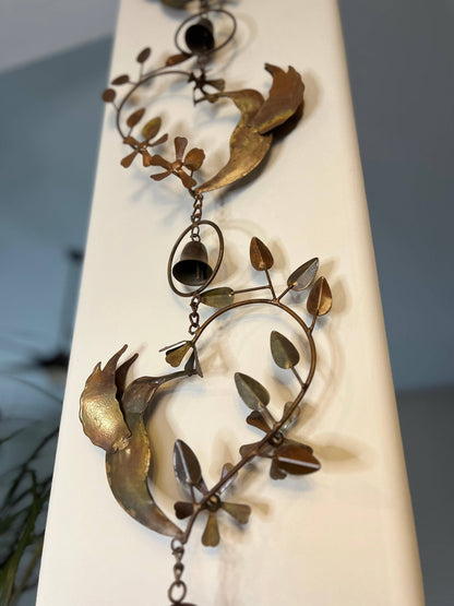 Hummingbird Hearts With Bells Hanging Ornament-Ornaments-Happy Gardens