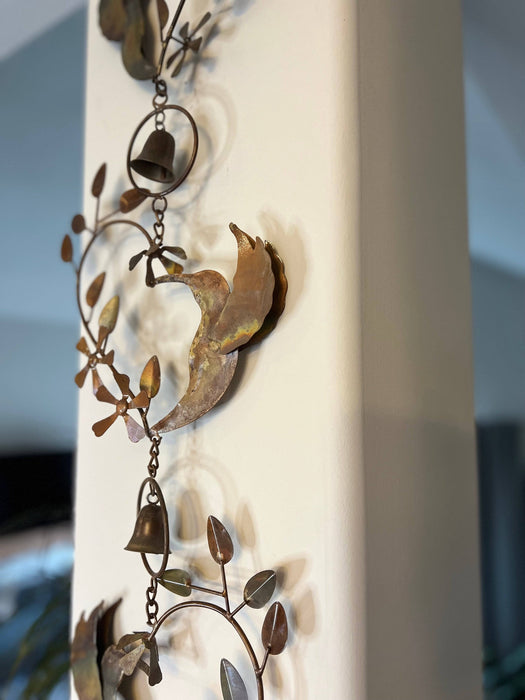 Hummingbird Hearts With Bells Hanging Ornament-Ornaments-Happy Gardens