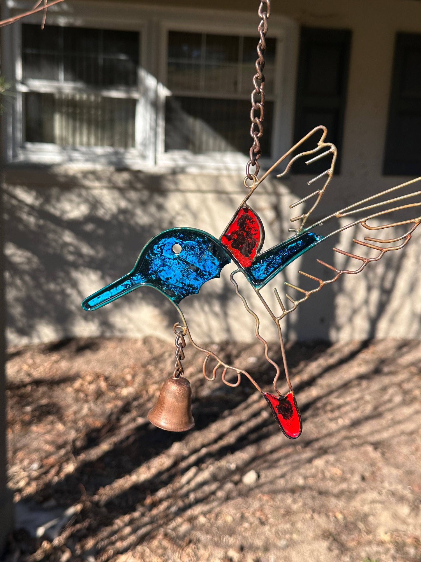 Hummingbird Multicolor Hanging Ornament-Ornaments-Happy Gardens