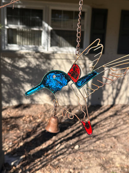 Hummingbird Multicolor Hanging Ornament-Ornaments-Happy Gardens
