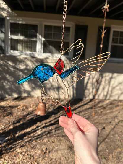 Hummingbird Multicolor Hanging Ornament-Ornaments-Happy Gardens