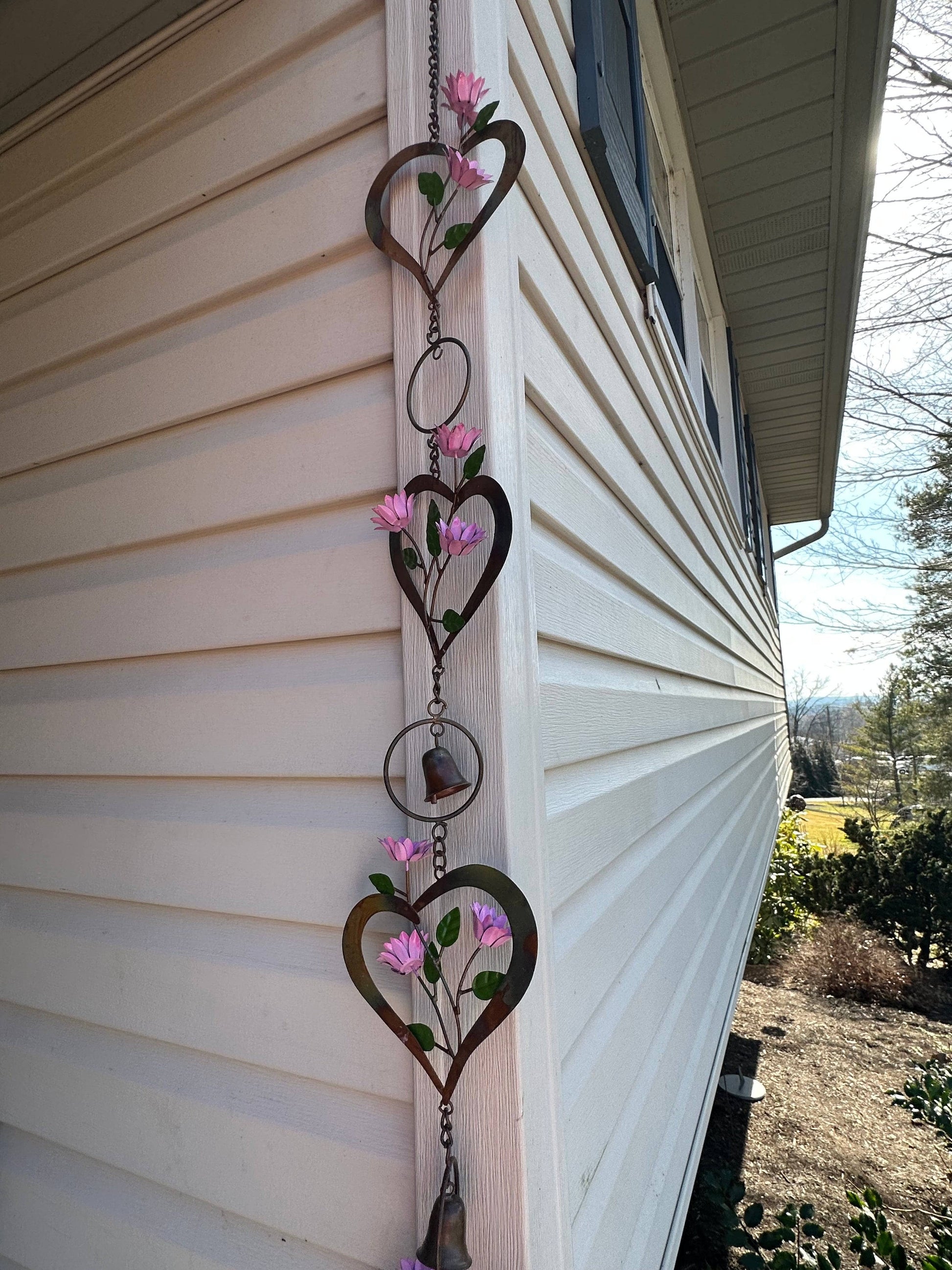 Flowers On Heart Hanging Ornament-Ornaments-Happy Gardens
