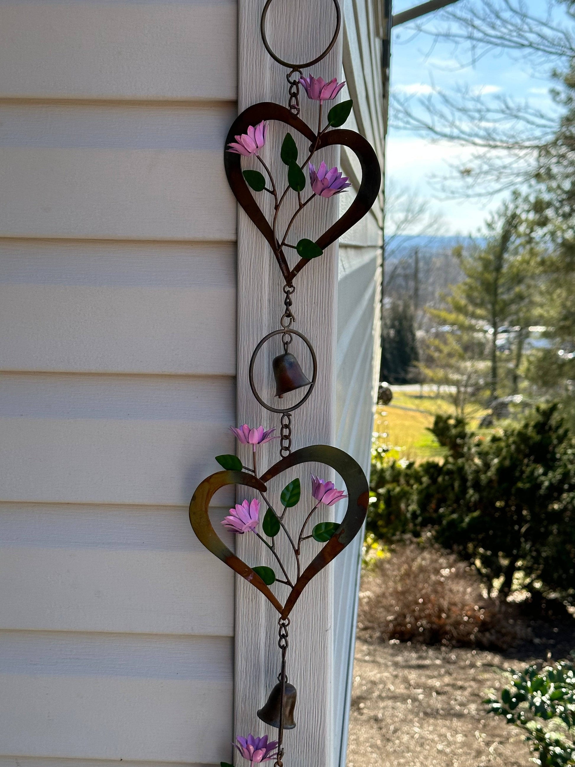 Flowers On Heart Hanging Ornament-Ornaments-Happy Gardens