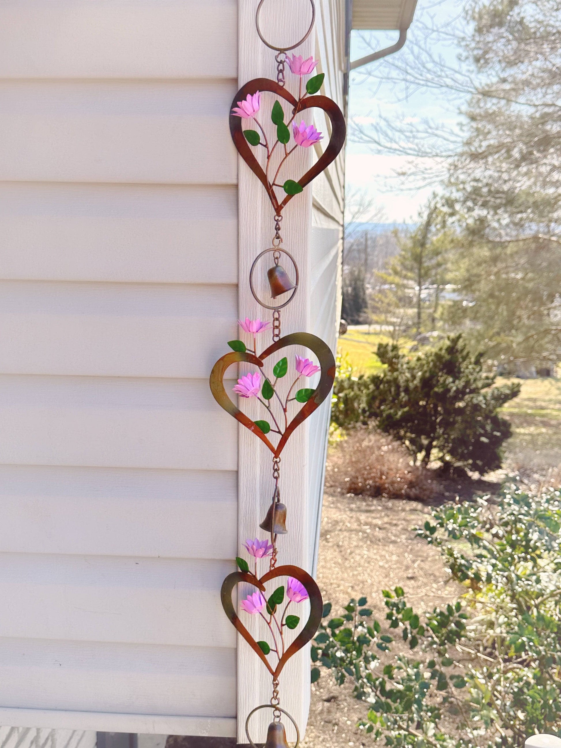 Flowers On Heart Hanging Ornament-Ornaments-Happy Gardens