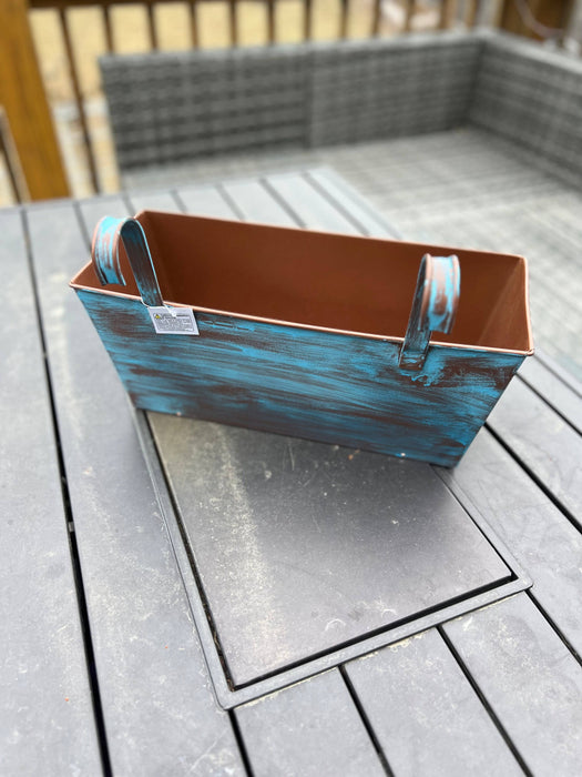 Rectangular Rail Planter, Blue - Happy Gardens