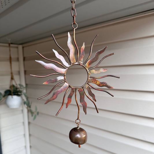 Sun With Bell Hanging Ornament - Happy Gardens