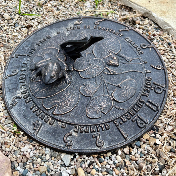 Aluminum Frog Sundial - Happy Gardens