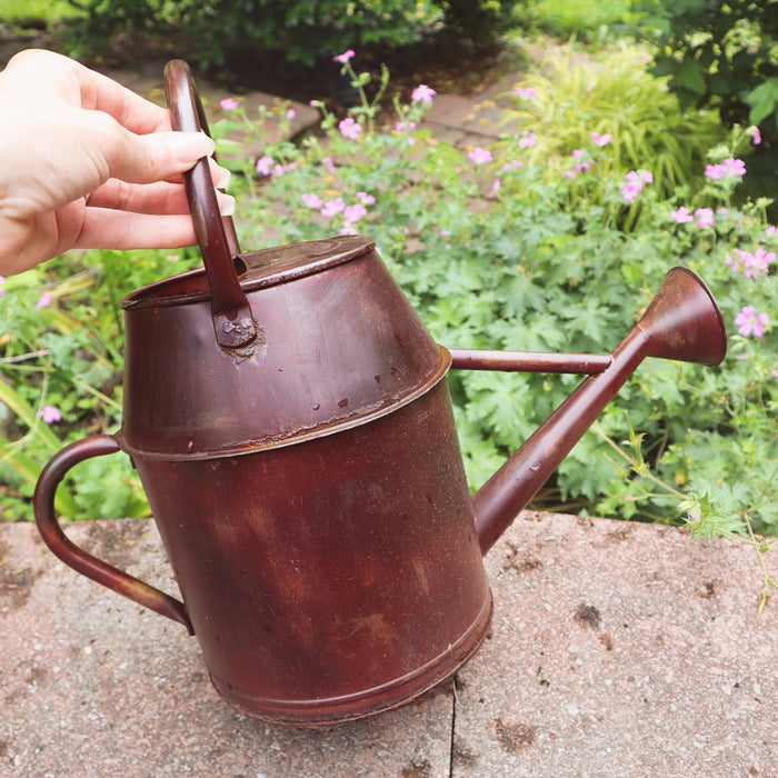 Antique Red Watering Can - Happy Gardens