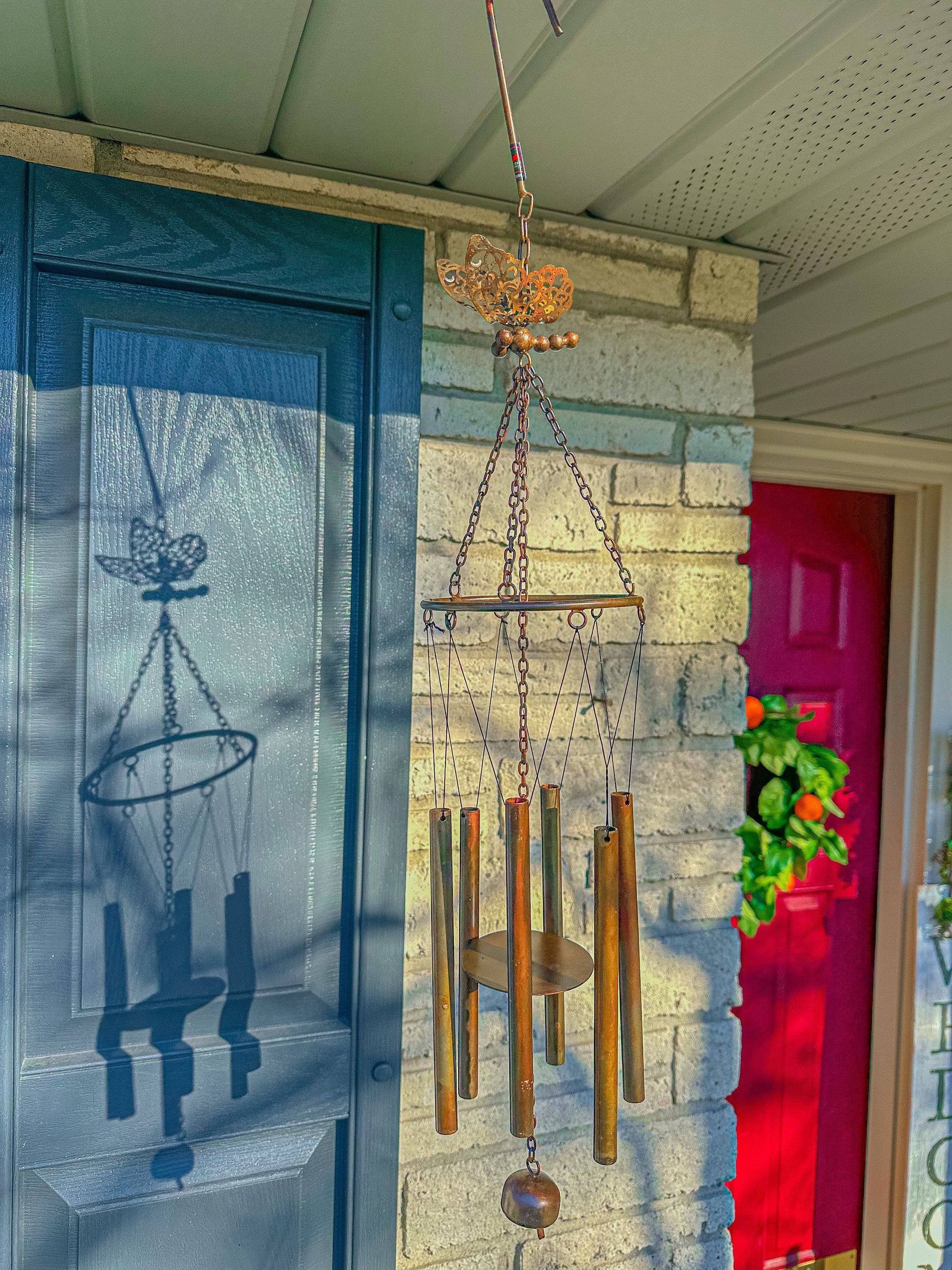 Hanging Butterfly Pipes Wind Chime - Happy Gardens
