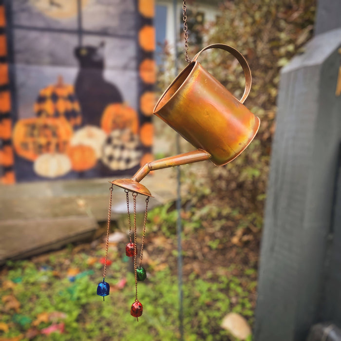 Watering Can With Bells Hanging Ornament - Happy Gardens