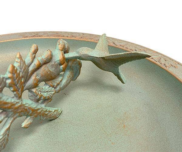 Aluminum Hummingbird Sundial Bird Bath - Happy Gardens