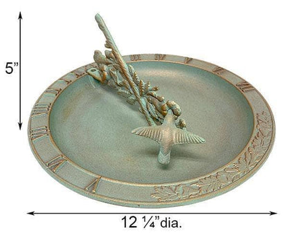Aluminum Hummingbird Sundial Bird Bath - Happy Gardens
