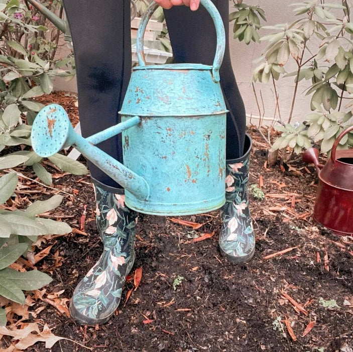 Antique Blue Watering Can - Happy Gardens