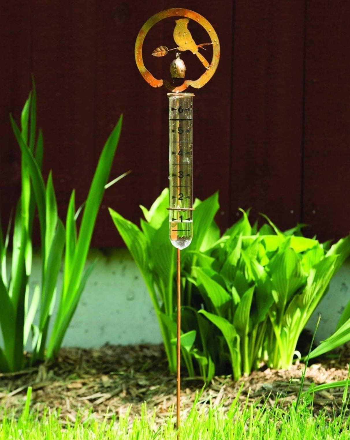 Rain Gauge Stake - Flamed Bird