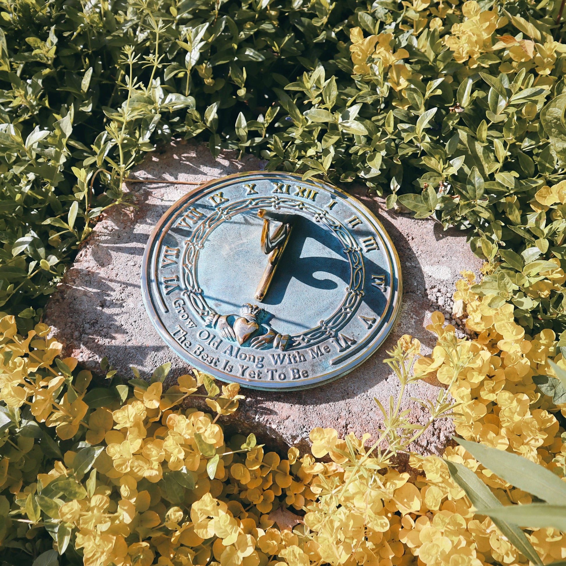 Brass Grow Old With Me Sundial - Happy Gardens