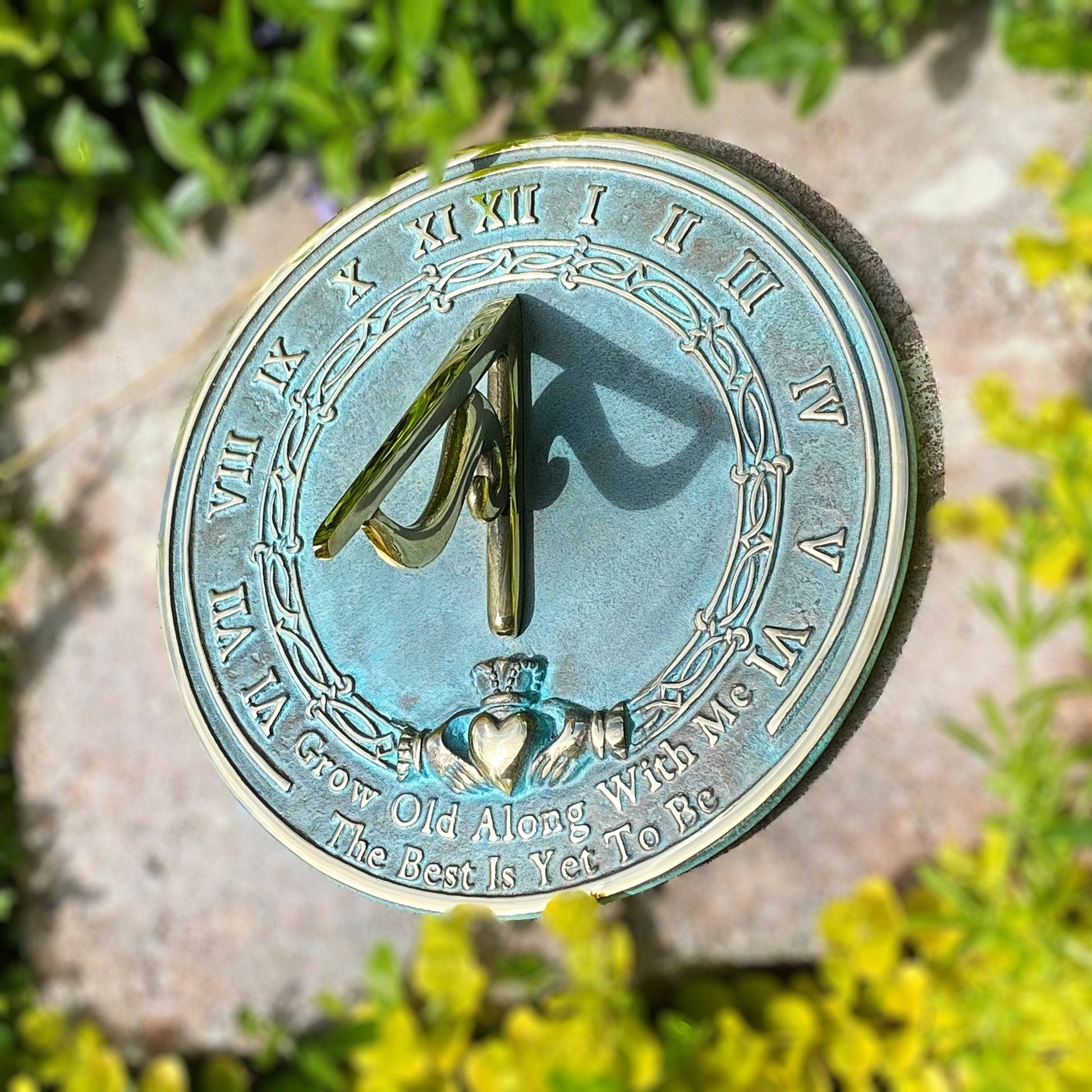 Brass Grow Old With Me Sundial - Happy Gardens
