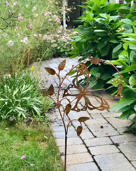 Butterfly on Branch Garden Stake - Happy Gardens