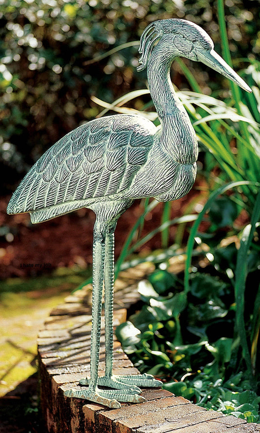 Cast Aluminum Great Blue Heron - Happy Gardens