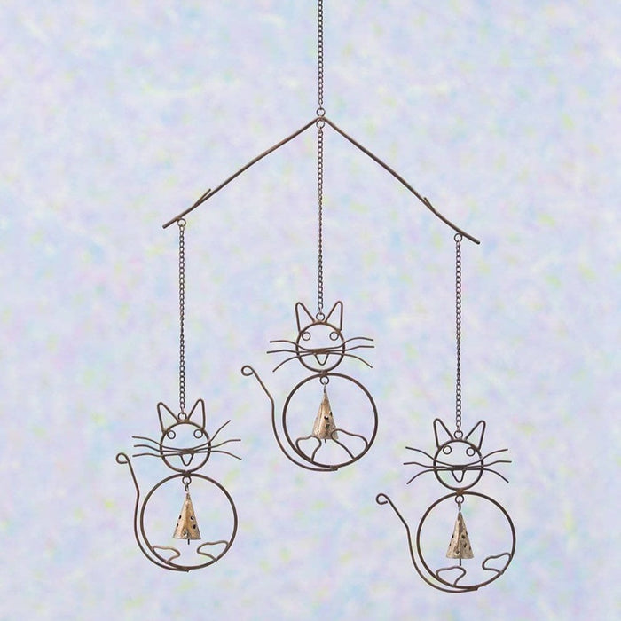 Happy Gardens - Cats w/Bells Wind Chime